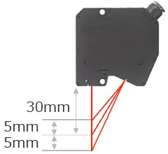 Reference distance 30mm Measurement range 5mm